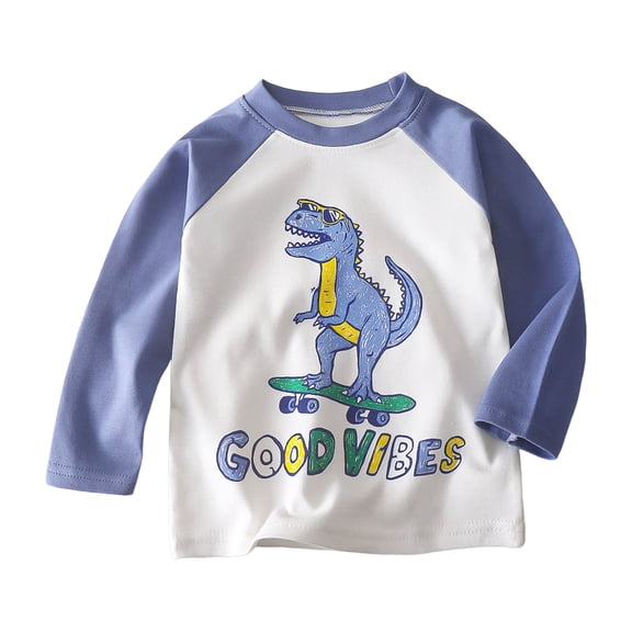Hessimy Unisex Kids and Toddlers' Long-Sleeve Rib Cuff T-Shirt, Pack of 2 Pullover UndershirtPullover Undershirt(A155-Light Blue,3-4 Years)