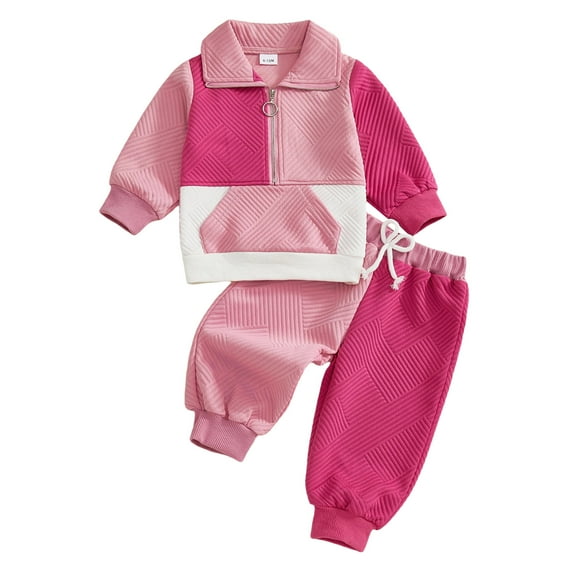 Hessimy Unisex Toddler Boys Girls Spring Summer Cute Cartoon Pattern 2Pcs Long Sleeve Shirts Pants Casual Athletic Wear Set, Athletic Casual Style(Red,12-18 Months)