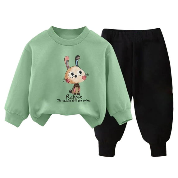 Hessimy Unisex Toddler Kids Spring Summer Soft Fabric 2Pcs Long Sleeve Soft Sleepwear Pjs, Unisex Kids Pjs(Light Green,4-5 Years)