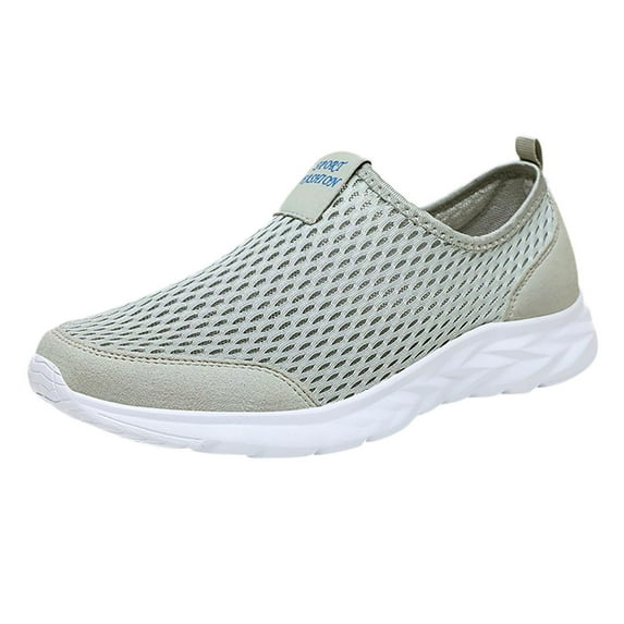 Hessimy Women Casual Slip-on Walking Running Shoes - Breathable Workout Gym Work Sneaker(Z01-Grey,43)