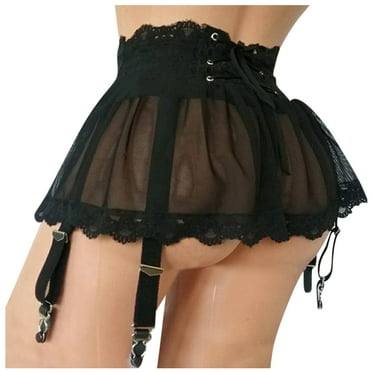 Hessimy Women Dress Lingerie Plus Size Bandage Garter Stocking Suspenders Garter Belt Lace Mesh Female Hot Skirt Underwear
