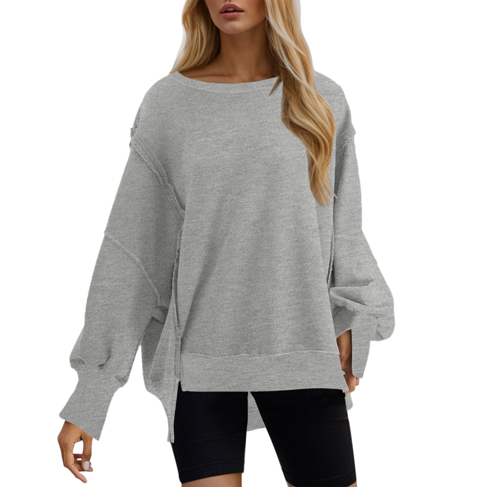 Lzihkst Women's Fleece Hoodie - Long Sleeve Crewneck Sweatshirt, Loose Fit Tunic Top