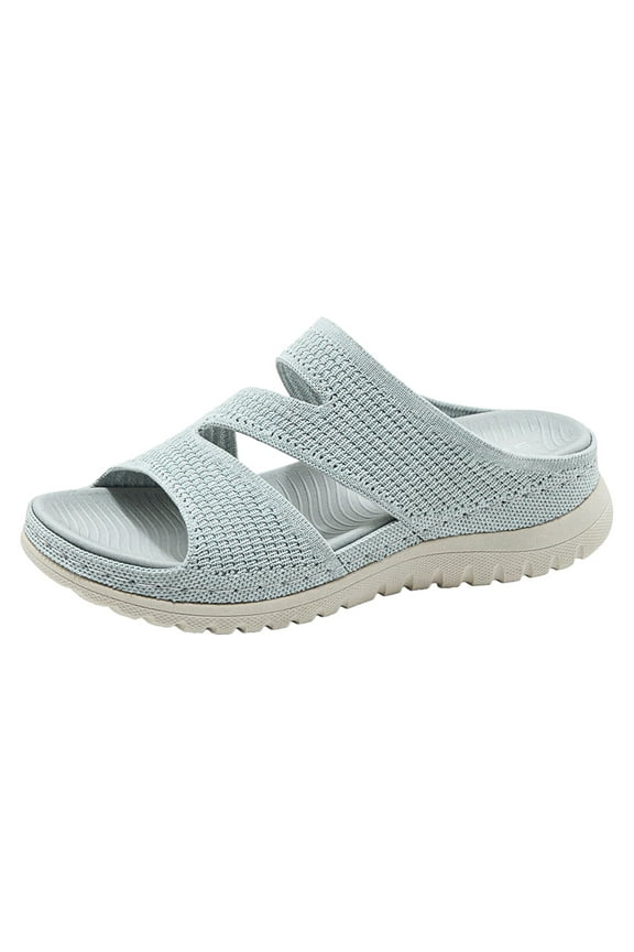 Women Sandals Summer Bohemian Gladiator Open Toe Non-Slip Beach Slippers Casual Toe Separate Leather Flat Roman Shoes with Arch Support Flip Flops&nbsp;(Grey,42)