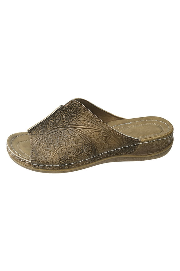 Women Summer Roman Comfy Sandals Flat Bottomed Slip On Clip Toe Flip Flops Sandals With Arch Support Open Jelly Sandals For Women Strap Sandals For Women Womens Comfort Sandals(Bronze,37)