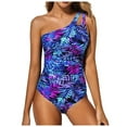 thumbnail image 1 of Hessimy Women Tankini Top Swim Tops Ruched One Shoulder Bathing Suit Swimsuit Tops Only No Bottom(Purple,S), 1 of 8