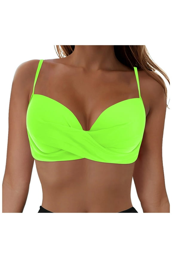 Women Underwire Bikini Top Only - Push Up Bathing Suit Top Padded Swim Bra 2025 Swimsuits Top(Z1-Green,XL)