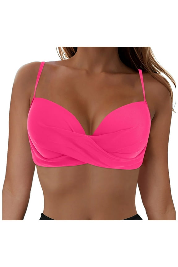 Women Underwire Bikini Top Only - Push Up Bathing Suit Top Padded Swim Bra 2025 Swimsuits Top(Z1-Hot Pink,XL)