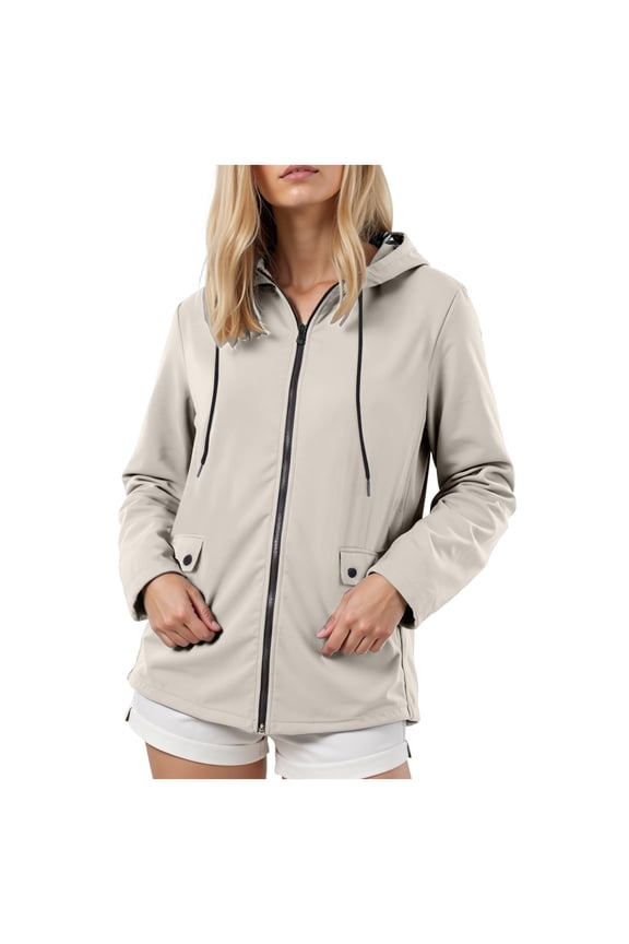 Women's Antora Waterproof Jacket (Standard & Plus Size) | Breathable Rain Coat With Hood & Alpine Zip Pocketspackable rain jacket wowomen(Beige,S)