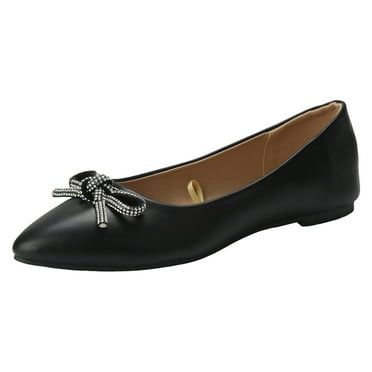 Hessimy Women's Ballet Flats Comfortable Dressy Work Low Wedge Arch Support Flats Shoes(Black,8.5)