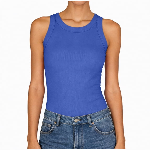 Hessimy Women's Camisole Tank Top-Breathable Cotton Stretch,Airy Soft(Blue,XL)