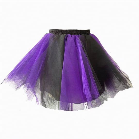 Hessimy Women's Carnival Festival Sparkly A Line Tutu Skirt with Inner and Overlay Puffy Half Skirt Plus Size Punk Skirts(Purple,XL)