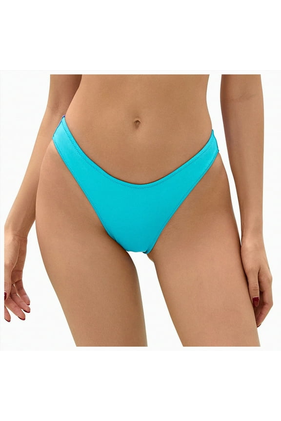 Women's Cheeky Brazilian Bikini Bottoms Low Rise High Cut Swim Bottom(Blue,S)
