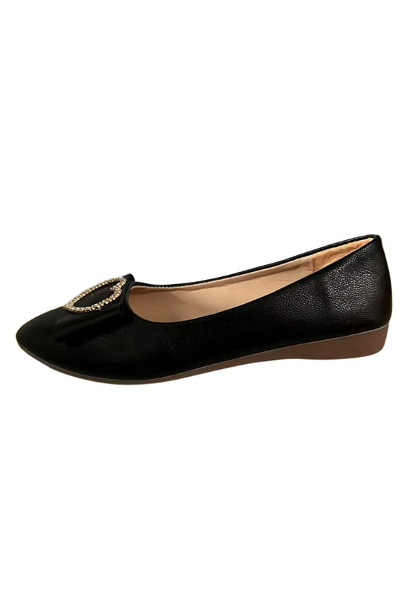 Women’s Comfortable Ballet Dressy Work Flats, Round Toe Slip on Office Shoes(Z03-Black,6.5)