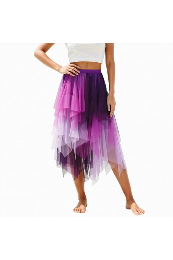 Women's Cotton 5 Tiered A Line Pleated Maxi Skirt Long Boho Gypsy Dance Skirts,Boho Style(Dark Purple,S)