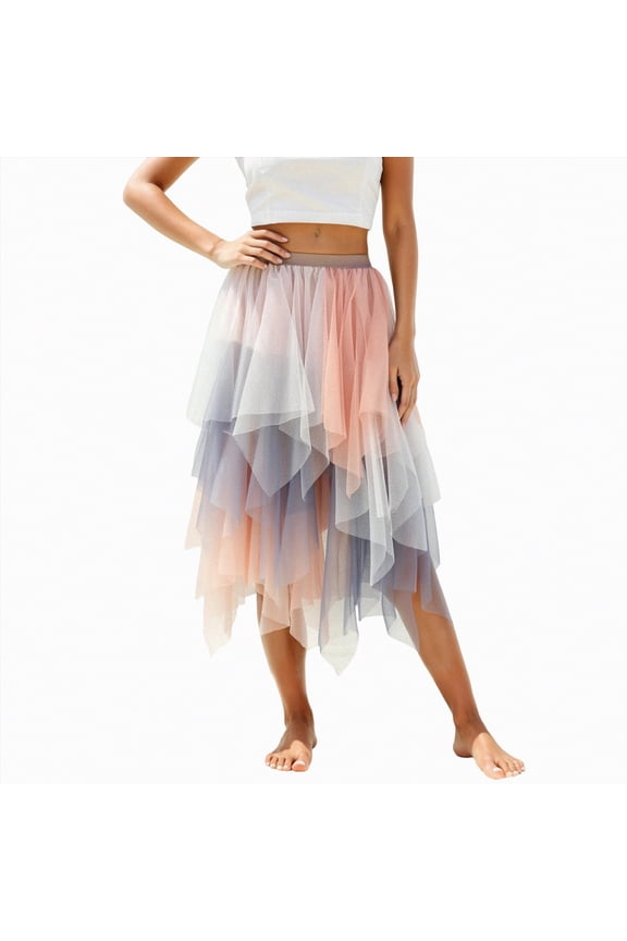 Women's Cotton 5 Tiered A Line Pleated Maxi Skirt Long Boho Gypsy Dance Skirts,Boho Style(Light Pink,S)