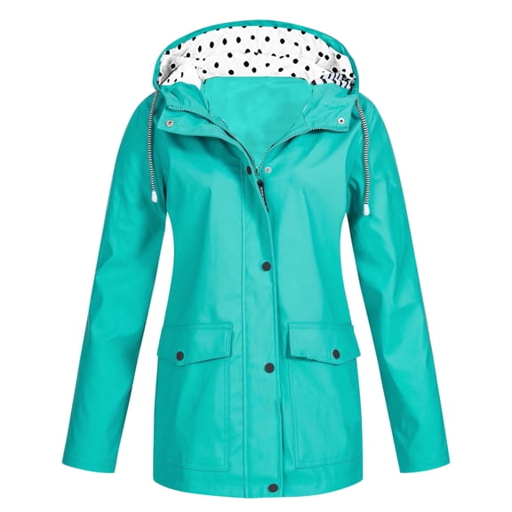 Hessimy Women's Cotton Anorak Jacket Lightweight Casual Jackets Utility Coats With Removable Hood(Mint Green,XXXL)