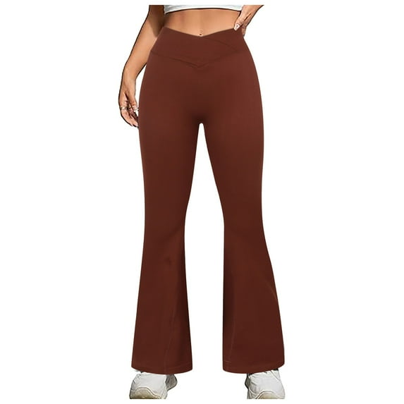 Hessimy Women's Flare Yoga Pants with Pockets V Crossover High Waisted Flare Pants Workout Boot Cut Yoga Leggings(Z05-Black,M)