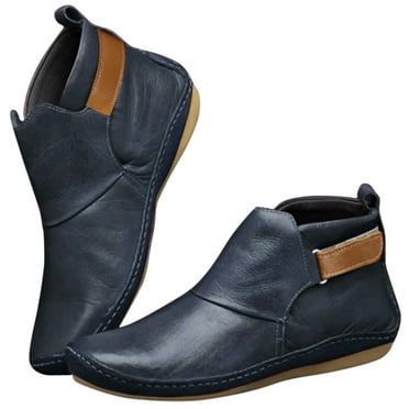 Hessimy Women's Flats Ankle Boots-Ankle Boots For Women Warm Non Slip Waterproof Women's Flats Ankle Boots Womens Winter Boots(Z01-Blue,6.5)