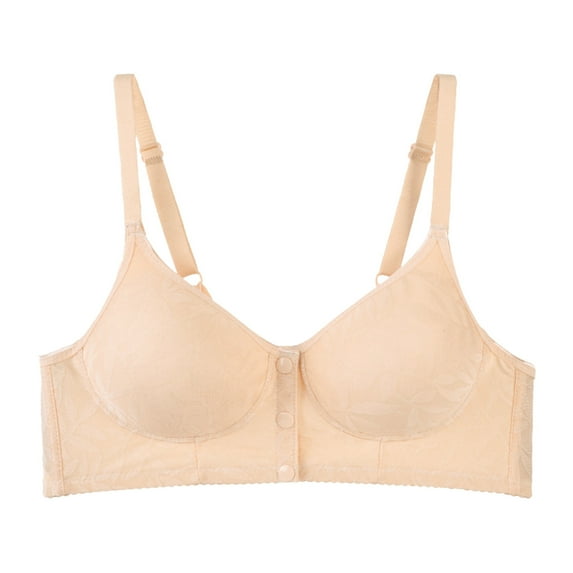 Hessimy Women's Front Closure Cotton Bra Button Snap Closure Comfort Wireless Pure Bras Wirefree Push Up Seamless Bralettes(Rose Gold,50)