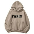 thumbnail image 1 of Hessimy Women's Graphic Letter Print Thermal Sweatshirt Casual Hoodie Pullover with Pocket(Khaki,M), 1 of 2