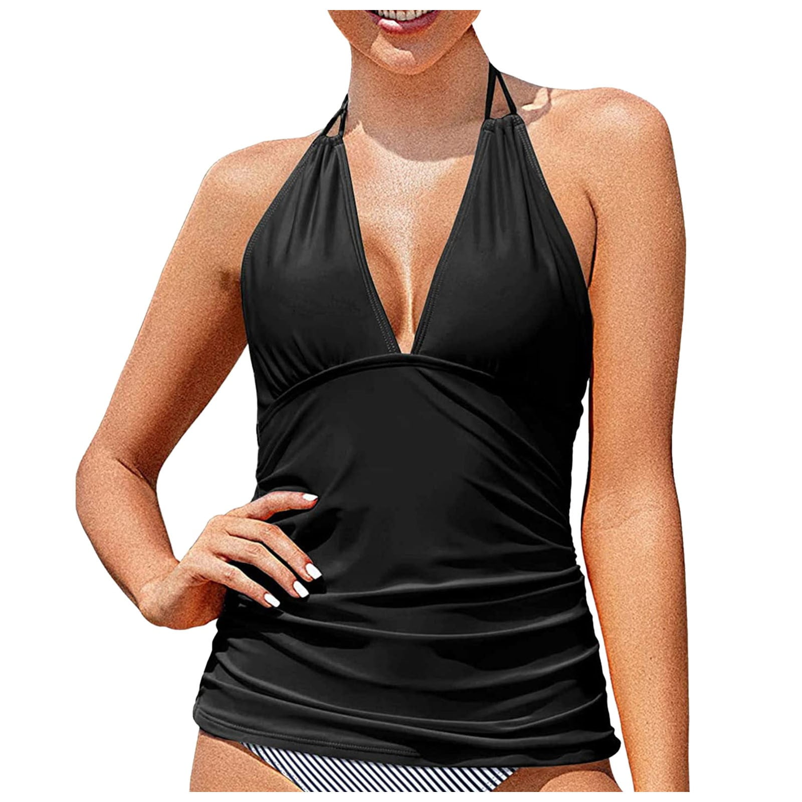 Coastal Rose Damen Tankini Top Mit Bügel – Rückenfrei, Bauchformend, Für Strand & Pool
