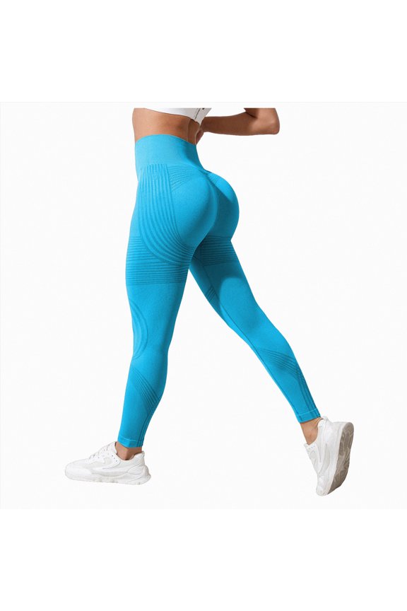 Women's High Waist Yoga Pants Tummy Control Slimming Booty Leggings Workout Running Butt Lift Tights,Slimming(Sky Blue,S)