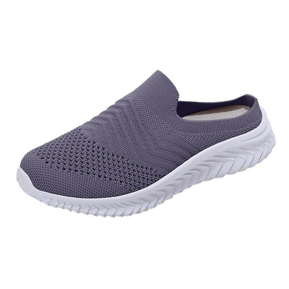 Hessimy Women's Kinetic Impact Mule Slip-On Sneakers(Purple,8)