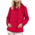 thumbnail image 1 of Hessimy Women's Lightweight Anorak Utility Jacket Button Down Spring Waterproof Coat Fall Casual Hoodieswowomen's coats, jackets & vests(Red,L), 1 of 2