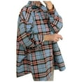 thumbnail image 1 of Hessimy Women's Long Sleeve Flannel Plaid Shirt Casual Lapel Button Down Boyfriend Shirts Blouse Tops(Blue,S), 1 of 8