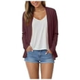 thumbnail image 1 of Hessimy Women's Long Sleeve Open Front Cardigan Button Down Ribbed Lightweight Knit Outerwear with Pocket(Wine,M), 1 of 9