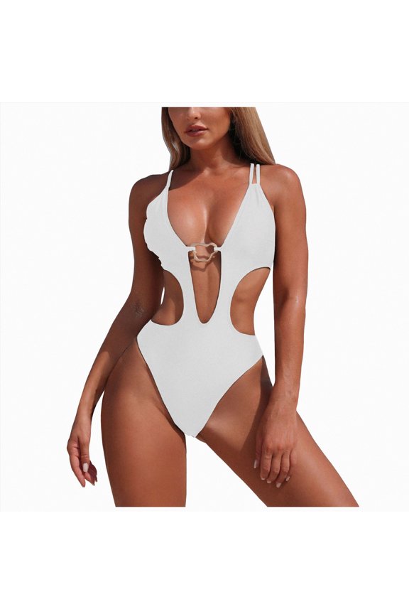 Women's Mesh One Piece Swimsuits Tummy Control Sexy Bathing Swim Suit Slimming Push Up 2026 Summer Swimwear(White,S)