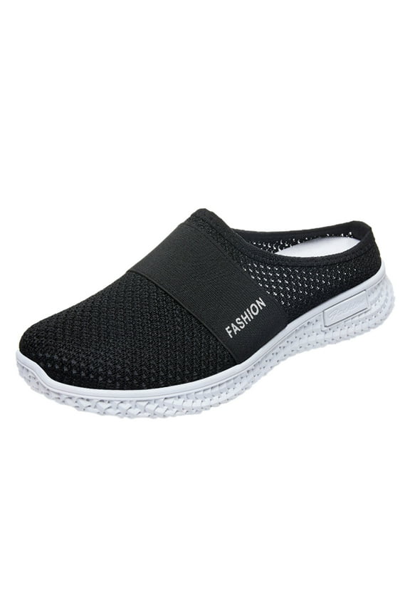 Women's Mesh Slippers Sandals Summer Beach Shoes Lightweight Outdoor Walking Slippers(Black,8)
