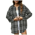 thumbnail image 1 of Hessimy Women's Overcoat Classic Button Down Plaid Printed Winter Lined Lapel Snow Coat Shirts Outwear With Pockets Womens Fashion Womens Shirt Sweatshirt(Black,S), 1 of 8