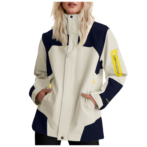 Hessimy Women's Oversized Casual Jackets Zip Up Long Sleeve Utility Anorak Coat Fall Fashion 2025 Trendy Outwear(Beige,XXL)