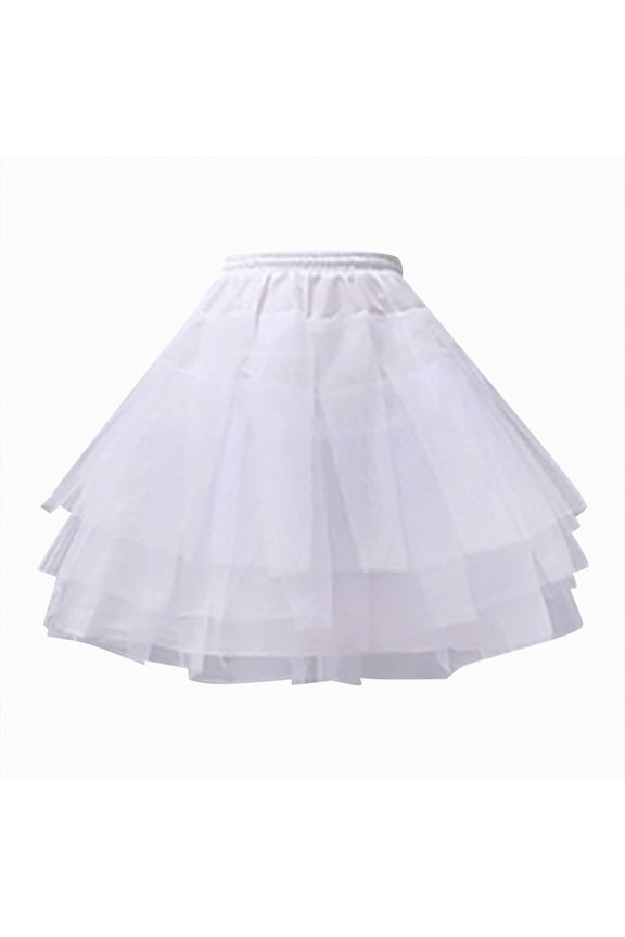 Women's Petticoat Skirt Crinoline Underskirt Hoopless above Knee Half Slips Tulle Tutu for Party Carnival Lady Dance(White,A)