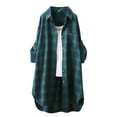 thumbnail image 1 of Hessimy Women's Plaid Shacket Long Sleeve Button Up Flannel Shirt Winter Tartan Jacket Woolen Coats(Z06-Green,S）, 1 of 3