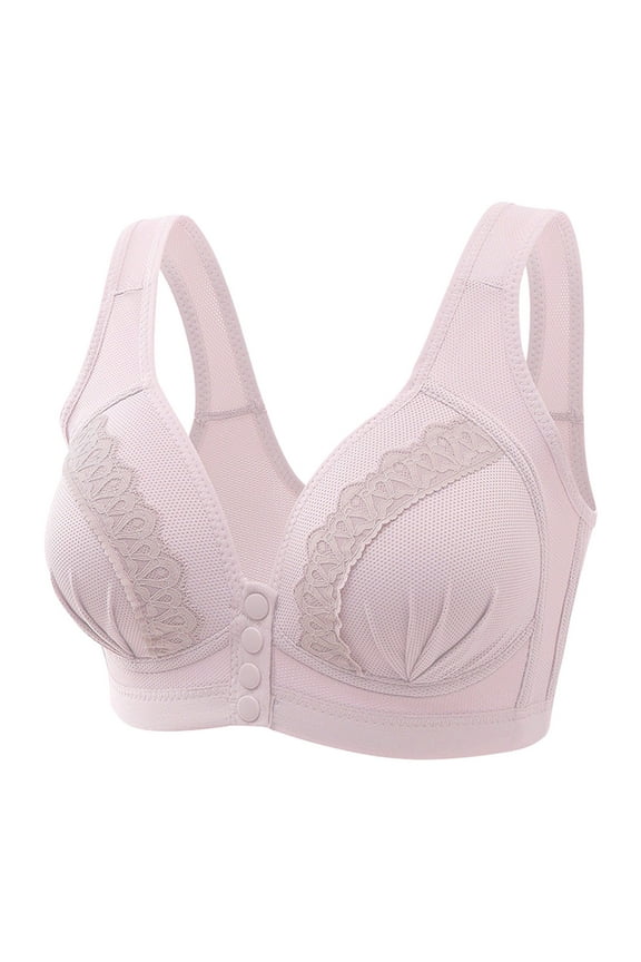 Women's Plus Size Front Closure Cotton Bra Easy On Front Close Wirefree Bra Everyday Wear Skin(Rose Gold,38)