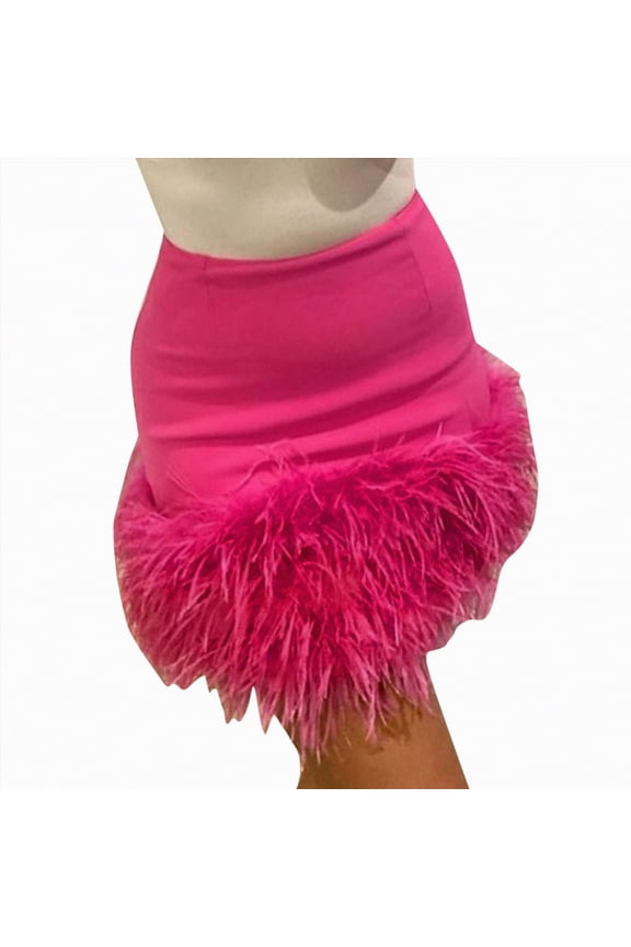 Women's Retro High Waisted Flared Skirts Pleated Flowy Swing A-line Skirts（Hot Pink,L)