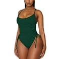 thumbnail image 1 of Hessimy Women's Ruched High Cut One Piece Swimsuit Tummy Control Bathing Suit Monokini(Green,XL), 1 of 5