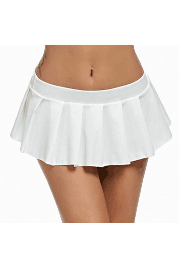 Women's Skirt Basic Mini Skirt 2026 Summer Skirts Stretchable High Waist A-Line Dance Skirts（White,S)