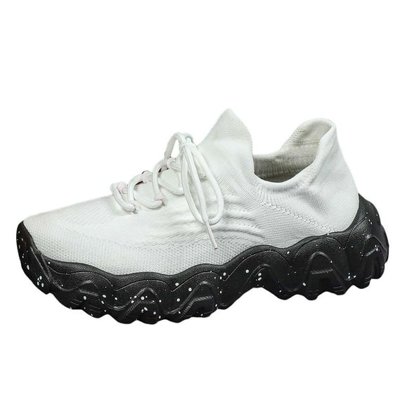 Hessimy Women's Slip On Shoes Sneakers for Women Fashion Comfortable Platform Sneakers for Women Mesh Sneakers for Women(White,7)