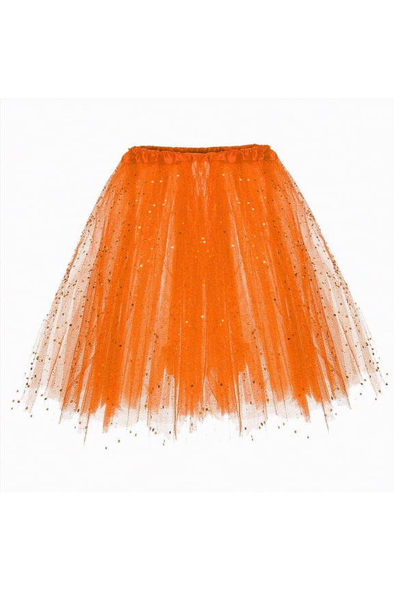 Women's Steampunk Retro Gothic Vintage Ruffle High Low Gypsy Hippie Lace Party Skirt,Ruffle Detail(Orange,One Size)