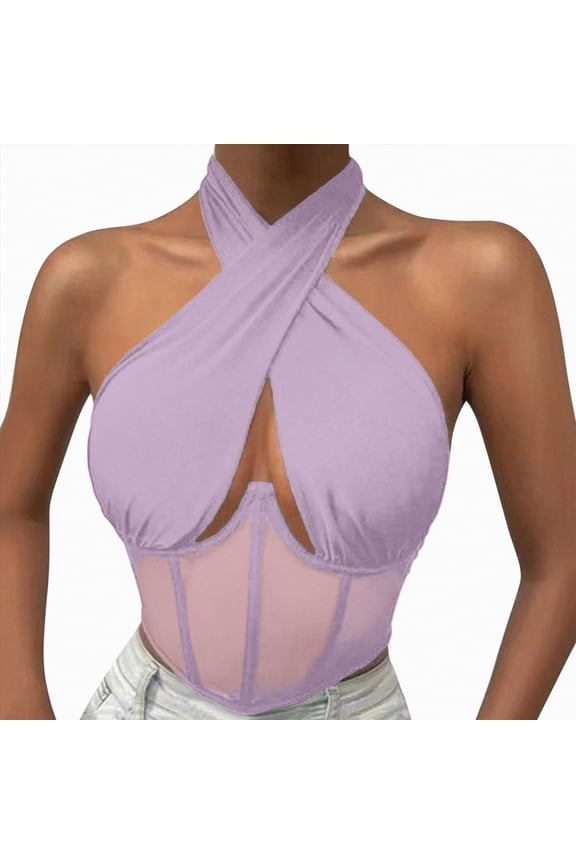 Women's Tummy Control Shapewear Tank Tops Underbust Body Shaper Slimming Compression Camisole Waist Trainer(Purple,XS)