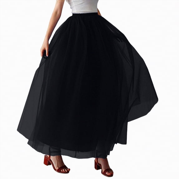 Hessimy Women's Vintage Petticoat Skirt Half Slip Tutu Underskirt Layered Fluffy Tulle Tutu Skirt for Carnival Party(Black,One Size)