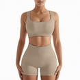 thumbnail image 1 of Hessimy Women's Yoga Outfits 2 Piece High Waisted Leggings with Sports Bra Gym Clothes Sets(Khaki,L), 1 of 8