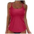 thumbnail image 1 of Hessimy Womens Blouson Tankini Top Only - Twist Front V Neck Bathing Suit Swim Top Tummy Control Cross Top(Z01-,L), 1 of 9
