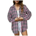 thumbnail image 1 of Hessimy Womens Button Up Flannel Shirts Long Sleeve Plaid Shackets Business Casual Blouse Top(Z01-Purple,M), 1 of 8