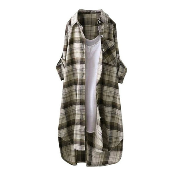 Hessimy Womens Corduroy Button Down Shirts Boyfriend Long Sleeve Oversized Blouses Tops(Z01-Khaki,S)