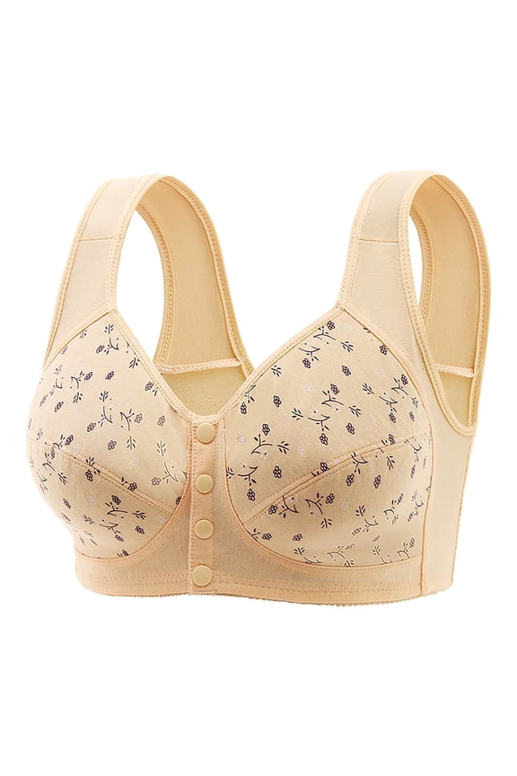 Womens Daisy Bra Front Closure Sports Bras Beauty Back Full Coverage Comfor Easy Close Bra Front Buckle Corset(Beige,36)