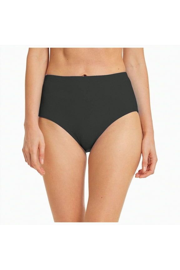 Womens High Cut High Waisted Bikini Bottoms Tummy Control Bathing Suit Bottoms Swim Bottom Swimsuit Bottom(Black,S)